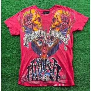 Vintage Christian Audigier Skull Graphic Tee Est 1958 LA Y2K Ed Hardy OG Tattoos